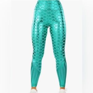 Tipsy Elves Shimmering Aqua Mermaid Leggings Junior/Ladies Size: M